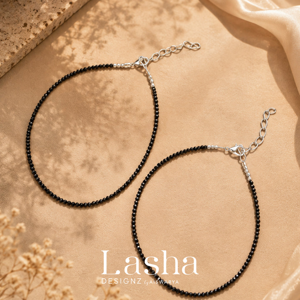 Karimani Minimal Black Bead Anklet