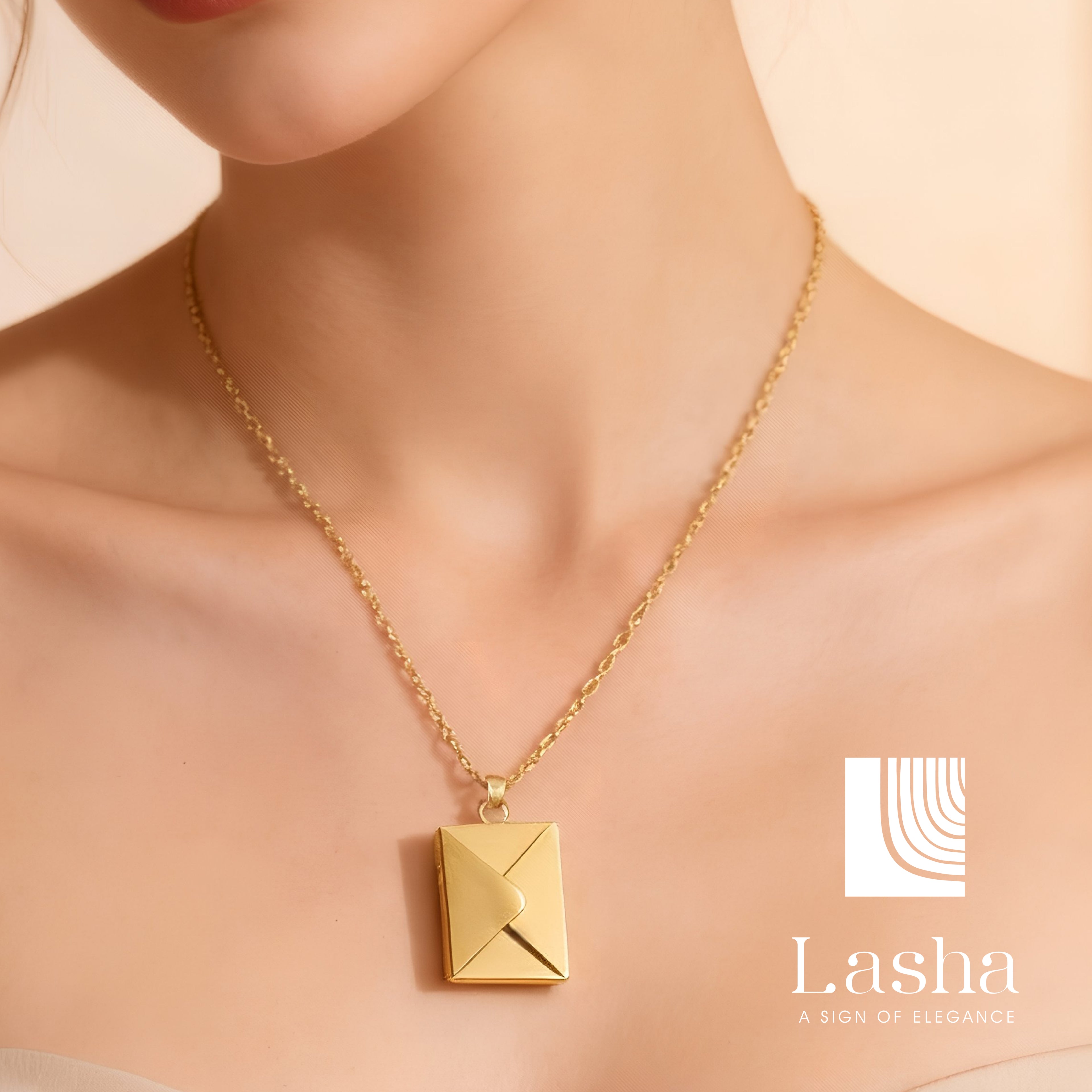 Envelope Locket with "Love You" Secret Message