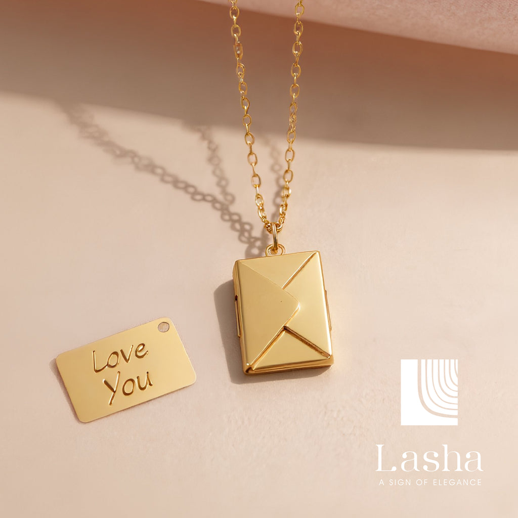 Envelope Locket with "Love You" Secret Message