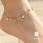 Silver Heart Drops Charm Anklet
