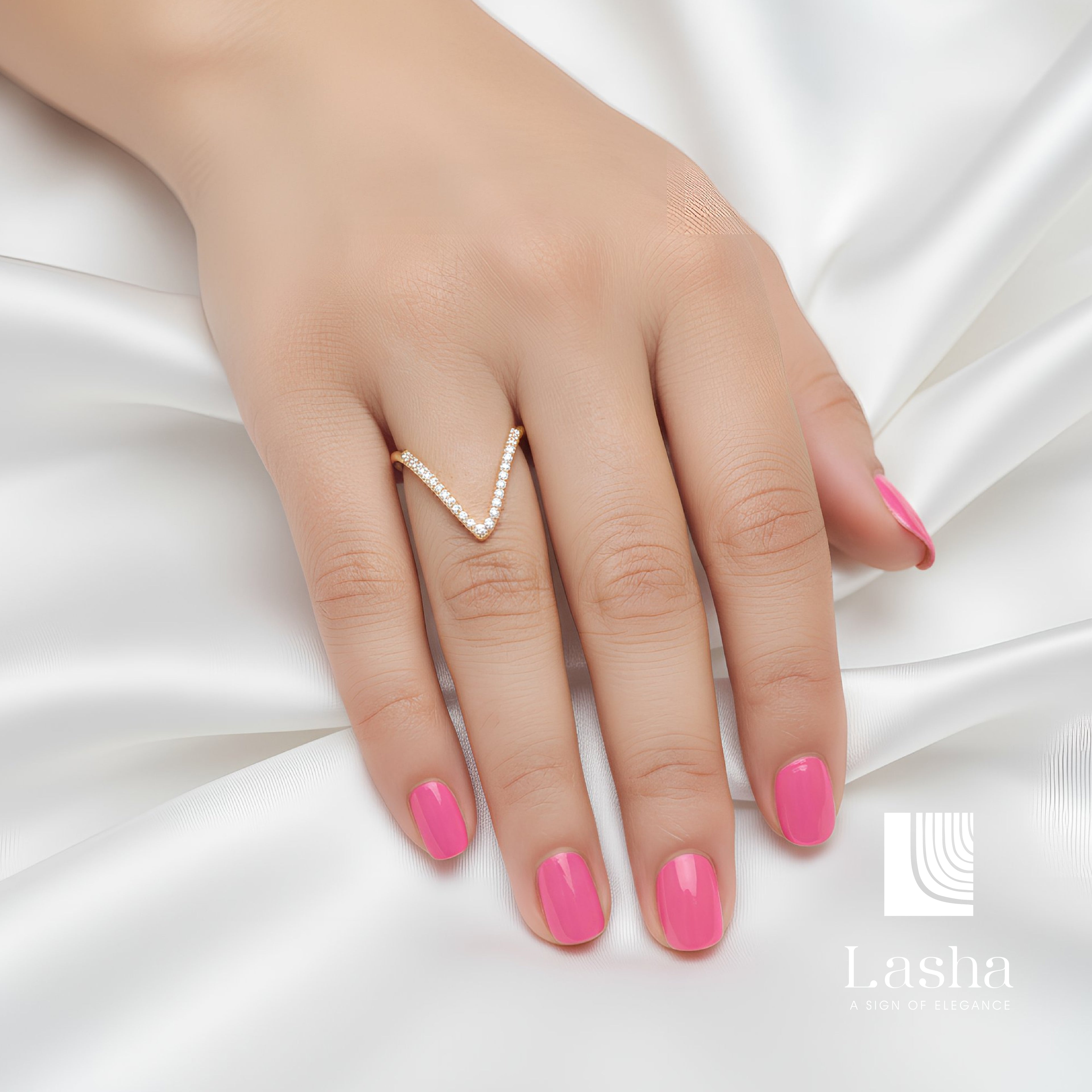 V Crystal Ring