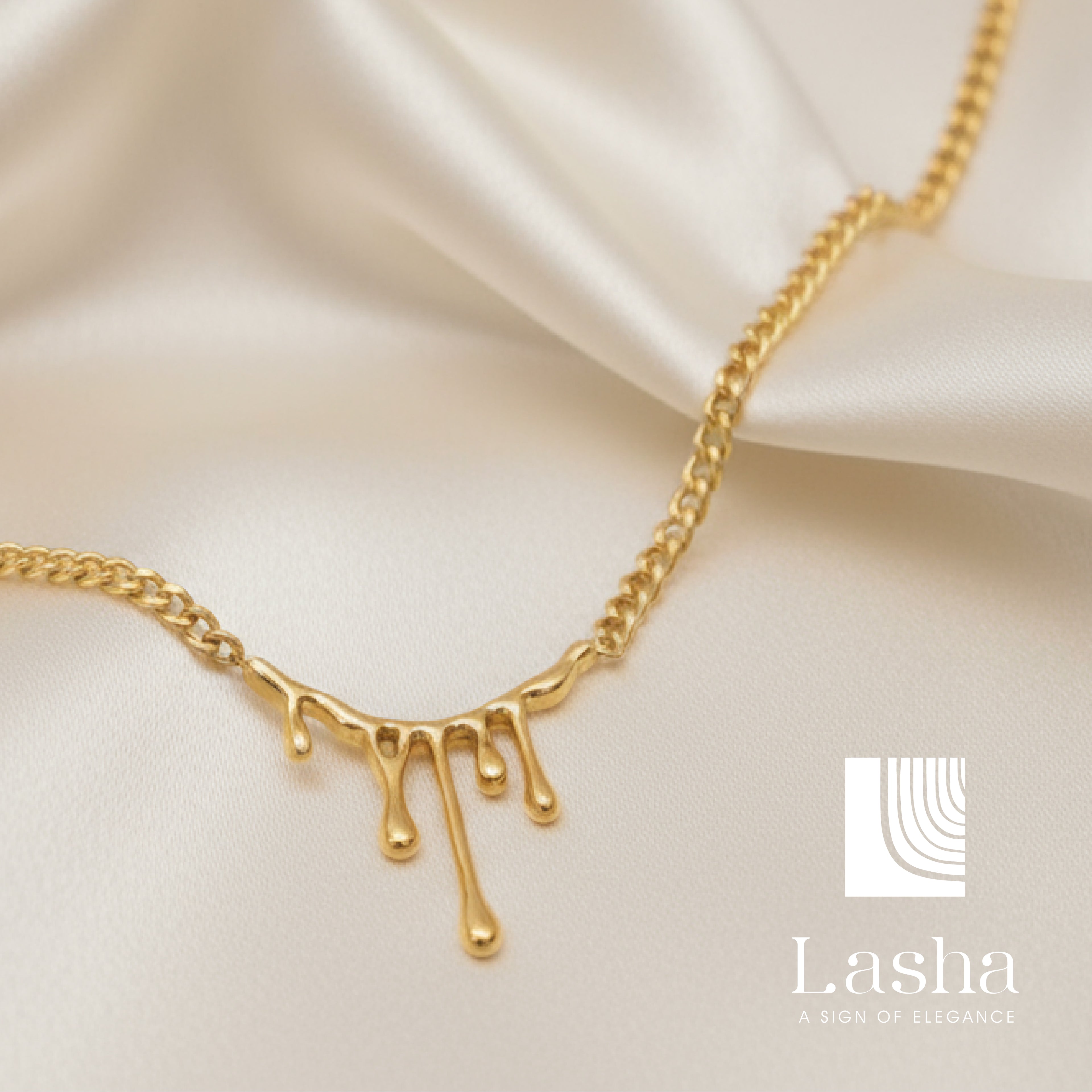 Liquid Gold Dripping - Necklace