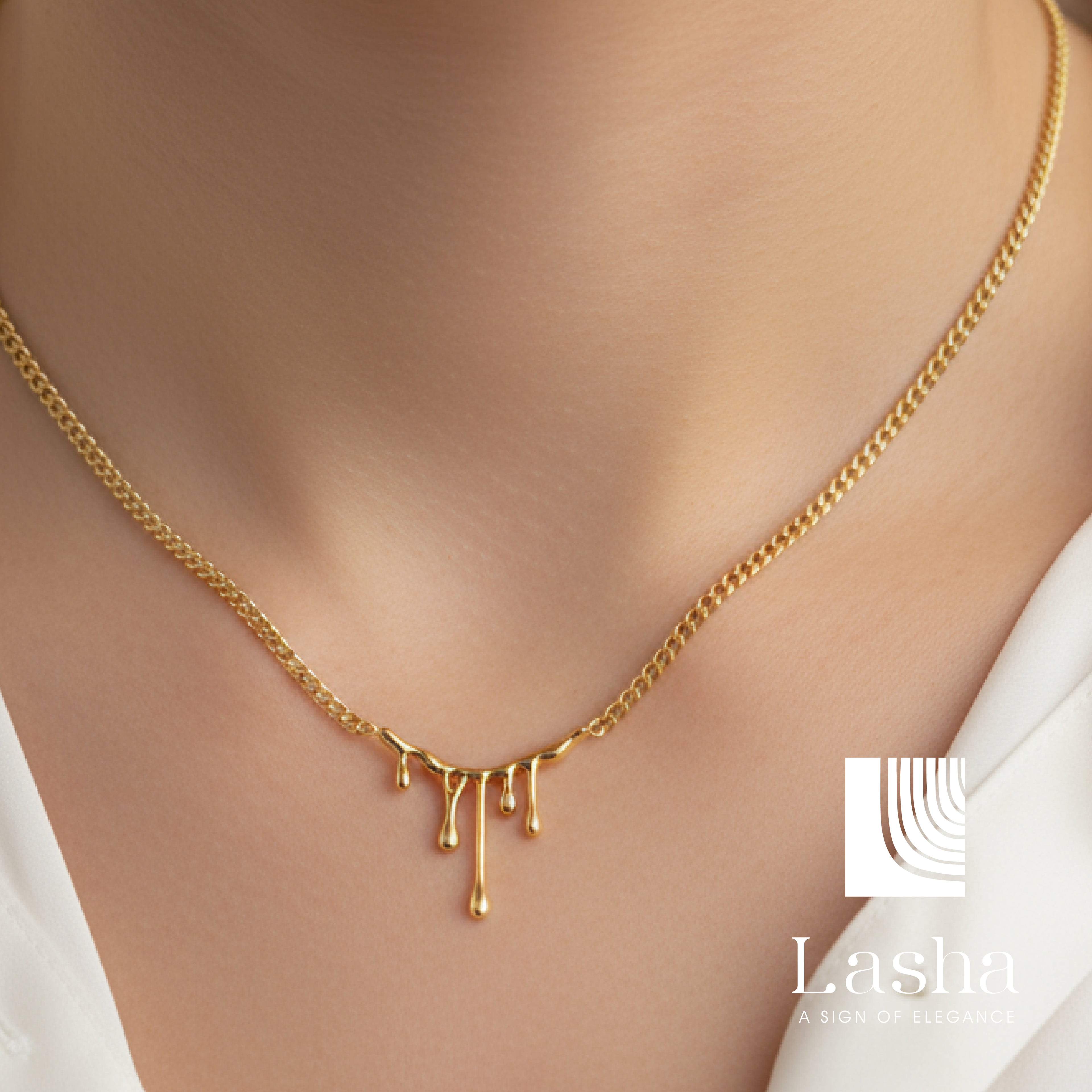 Liquid Gold Dripping - Necklace