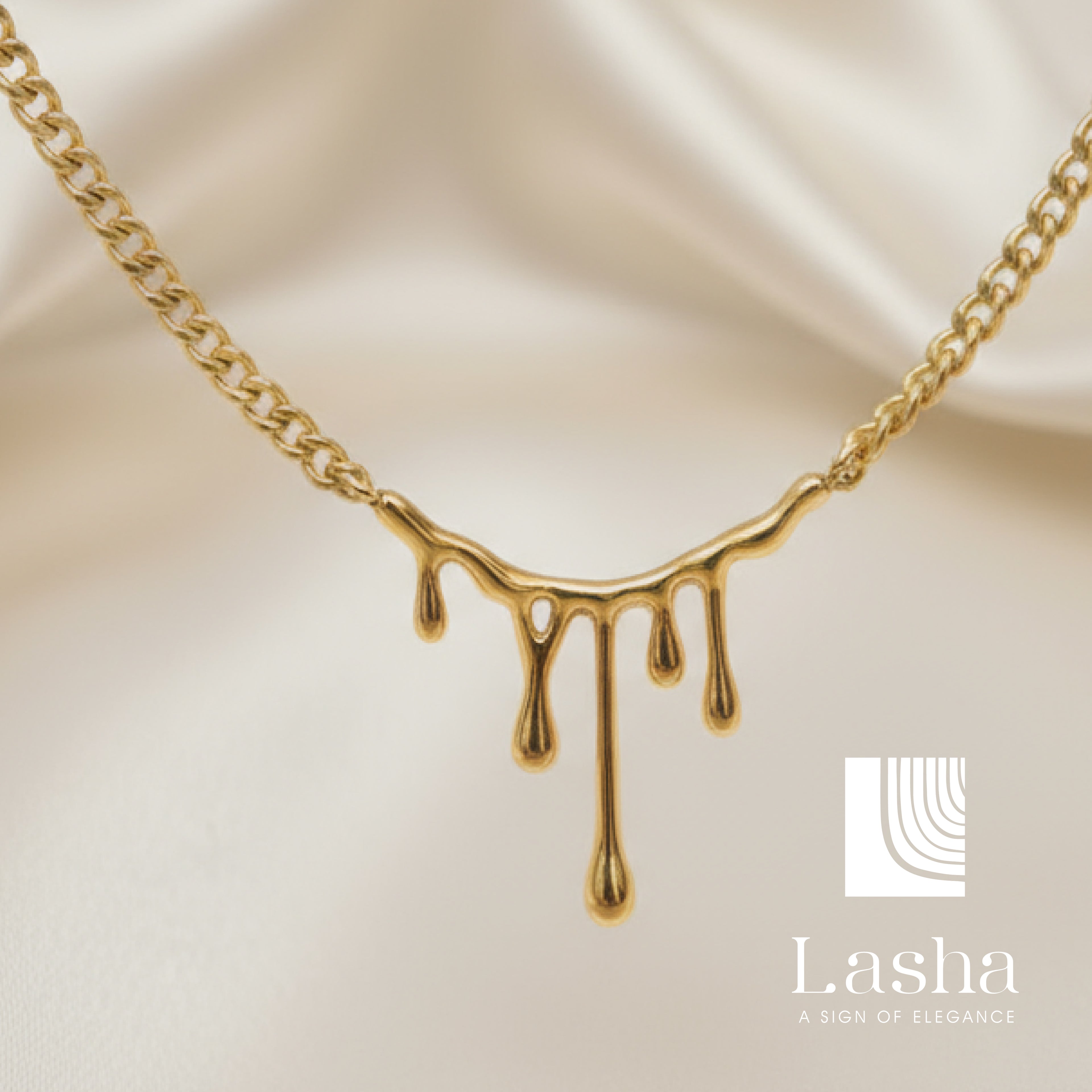 Liquid Gold Dripping - Necklace